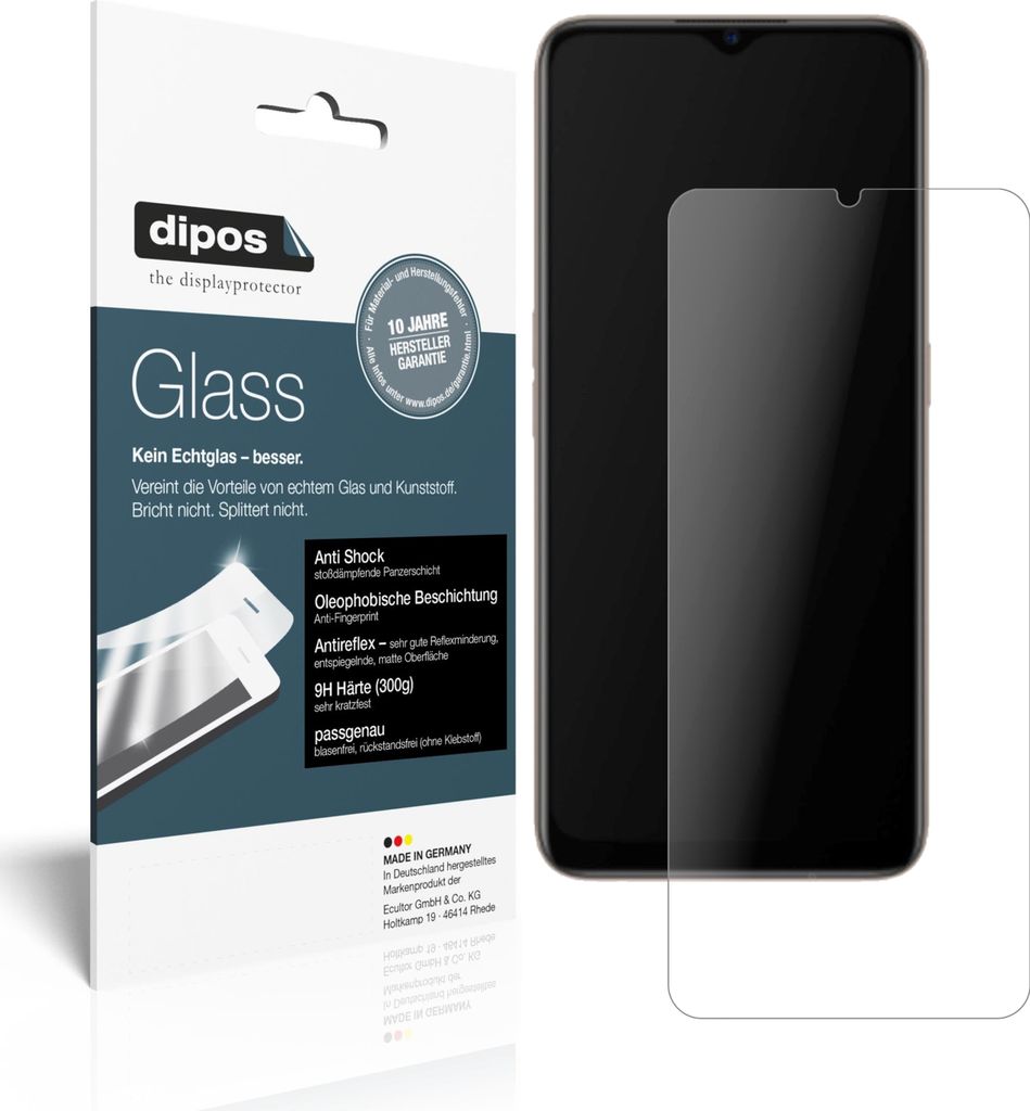 2x Schutzfolie für Oppo A9 (2020) matt - Anti-Shock 9H Folie dipos Glass Kunststoffglas