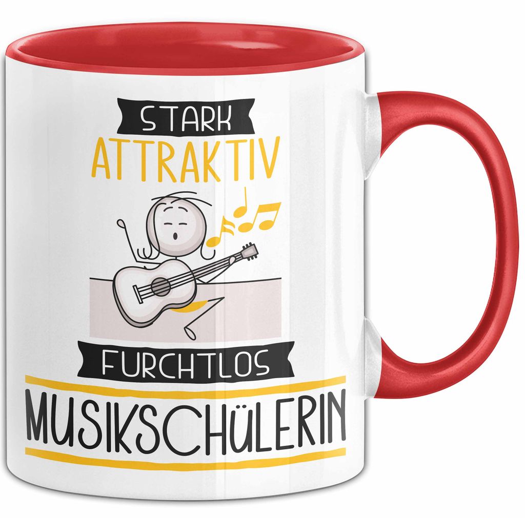 Musikschülerin Tasse Geschenk Becher Stark Attraktiv Furchtlos Musikschülerin Lustige Geschenkidee (Rot)