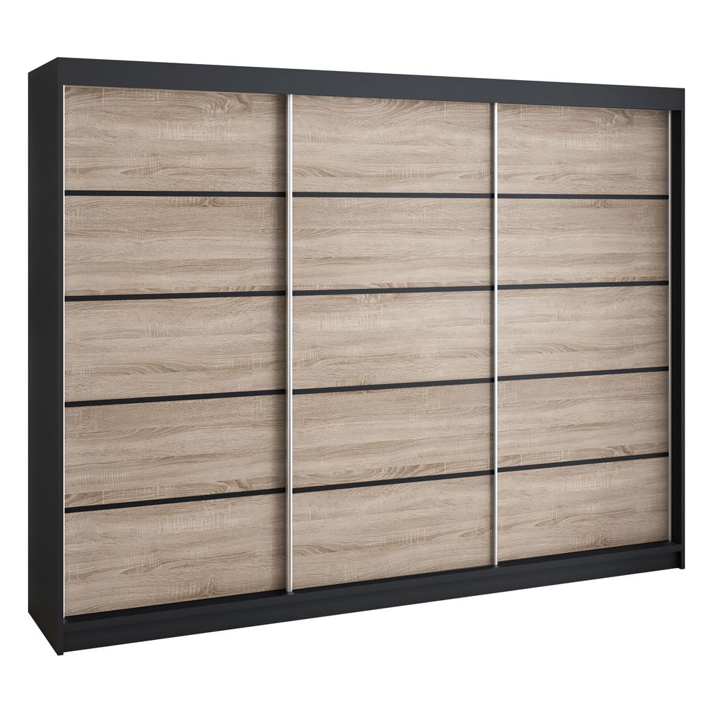 Schwebetürenschrank, 3-türig Schrank 200 cm mit 4 Produktbild 