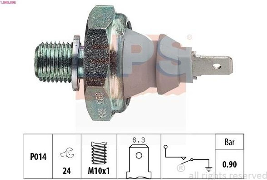 EPS 1.800.095 Öldruckschalter Öldrucksensor für VW Golf IV Schrägheck (1J1) Transporter IV Bus (70B, 70C, 7DB, 7DK, 70J, 70K, 7DC, 7DJ) PASSAT ...