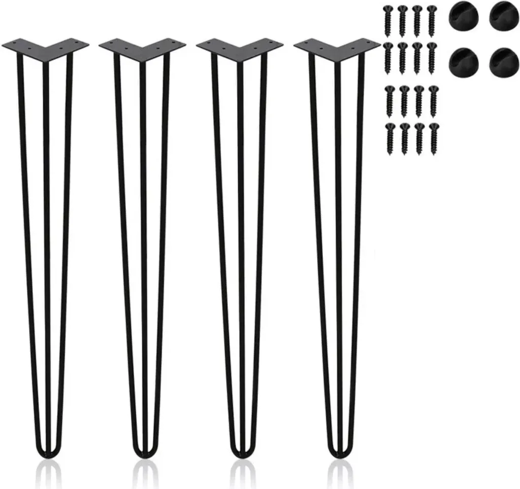 Set 4 Gambe Tavolo 72cm Nero Acciaio Massiccio BERLINTABLES Hairpin