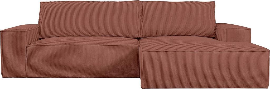 Schlafsofa für die rechte Ecke aus rosa Kord - AMELIA