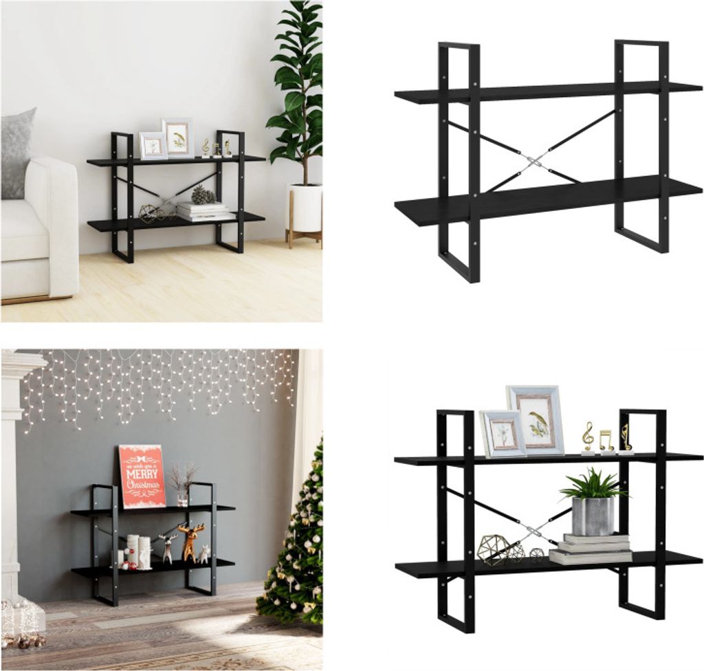 vidaXL Bücherregal 2 Fächer Schwarz 100x30x70 cm Kiefer Massivholz - Bücherregal - Bücherregale - Bücherschrank - Bücherschränke