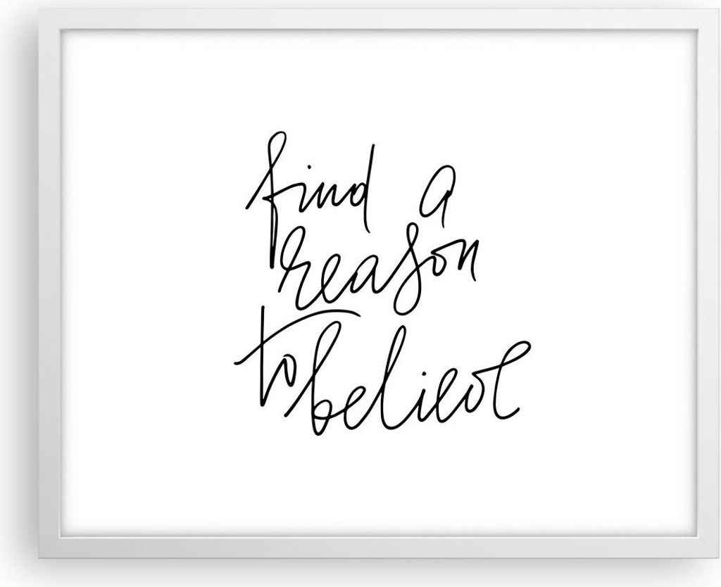 Gerahmtes Poster - Weißer Rahmen - Manuskript Motto glauben - 50x40 cm - Wand Bild - Wanddeko - Wandbilder - Kunstposter - Wandposter - Bilderrahm...