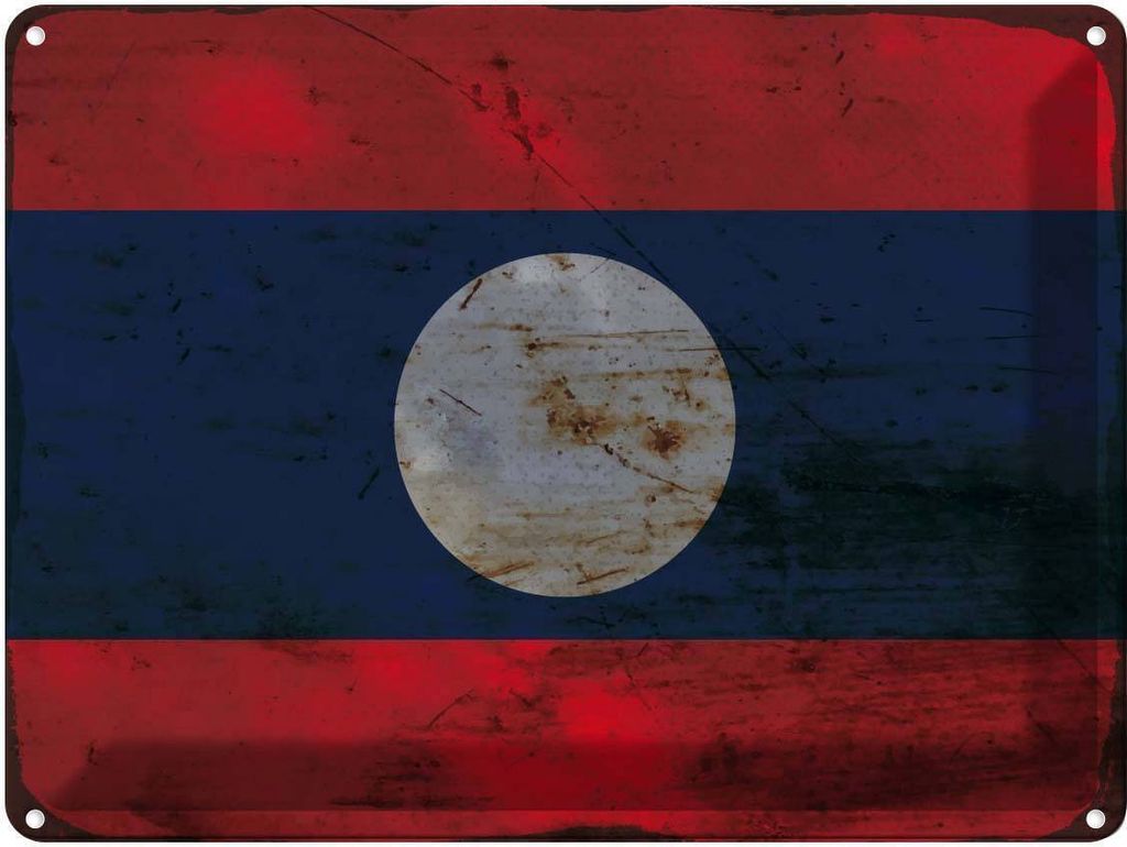 vianmo Blechschild 30x40 cm Laos Flagge Fahne Wappen Produktbild 