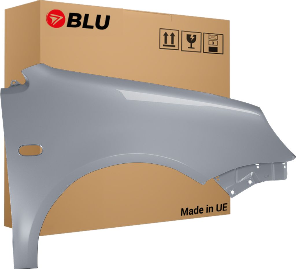 BLU Kotflügel Passend für VW Volkswagen Polo 9N IV 4 LA7W Rechts Silber ReflexSilber | 2001-2005 | Vorderseite Vorne | Lackiert | Einbaufertig