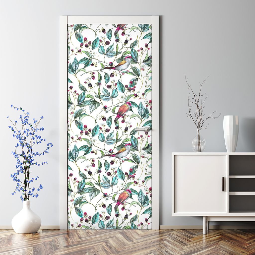 Dekorative Türposter selbstklebend Wandaufkleber Tür dekoration Vintage Blumen Rosen 70 x 200 cm