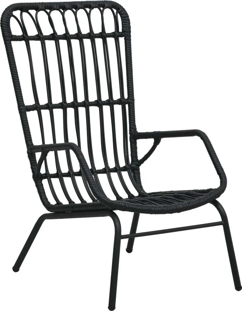 Chaise de jardin Poly rotin noir - Fauteuil extérieur robuste et élégant