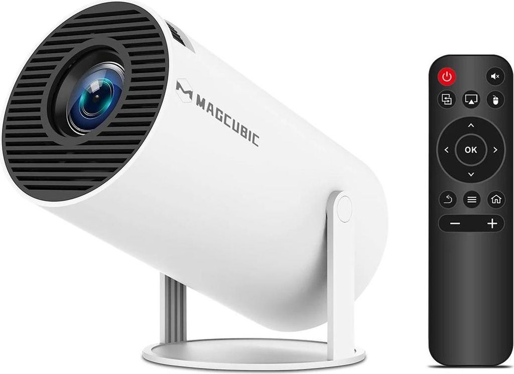 Mini Beamer HY300 Pro - Android 14 Projektor - HD 1280x720 mit 1080p & 8K Unterstützung - 290 ANSI Lumen - WiFi 6 & Bluetooth 5.4 - 1,2–4 m Proj...