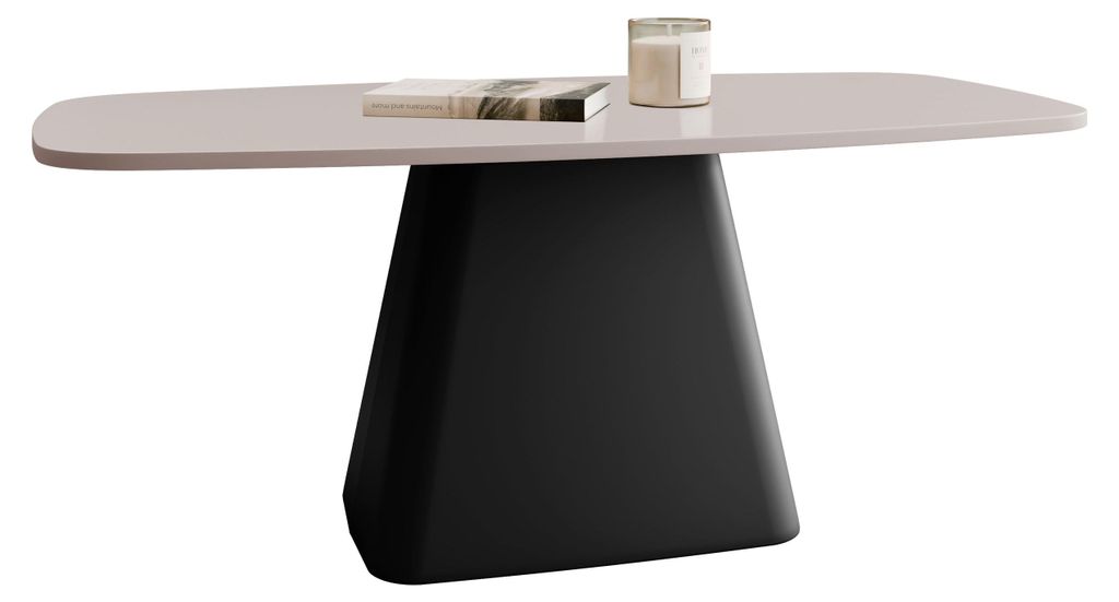 MIRJAN24 Couchtisch Noa, Wohnzimmer Kaffeetisch, Basis aus Stahl (Farbe: Schwarz / Cashmere)