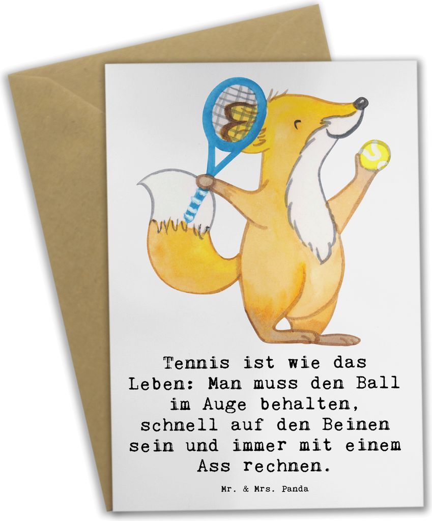 Mr. & Mrs. Panda Grußkarte Tennis Lebensweisheit - Weiß - Geschenk, Sportart, schnell auf den Beinen, genesungskarte, Wachsamkeit, Sportler Gesch...