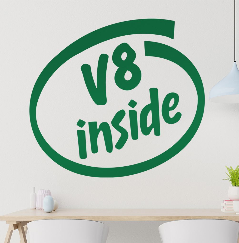 V8 inside Wandtattoo in 6 Größen - Wandaufkleber Wall Sticker - Dekoration, Küche, Wohnzimmer, Schlafzimmer, Badezimmer