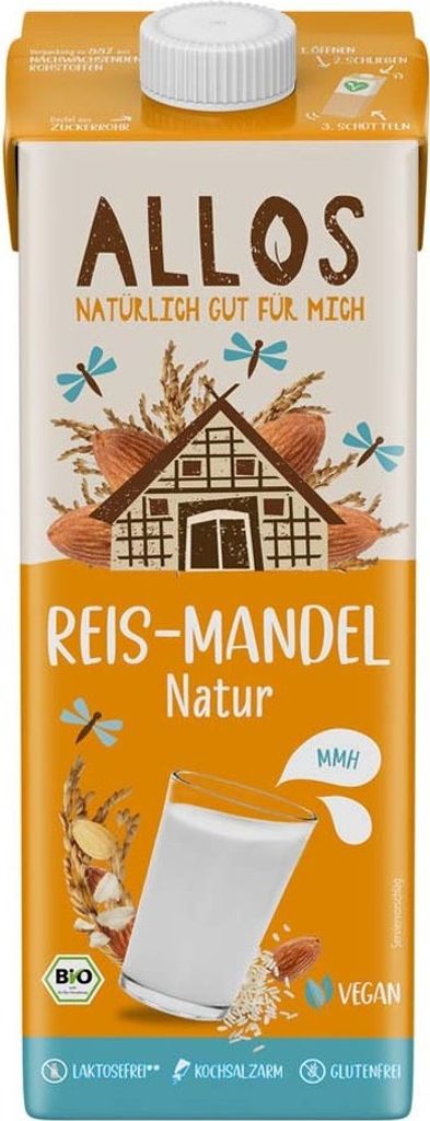 Allos Drink Reis-Mandel ungesüßt 1l, Reisdrink, 1000 ml, Produktbild 