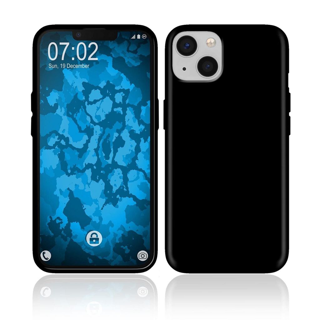 PhoneNatic Case kompatibel mit Apple iPhone 13 Mini - Silikon Hülle transparent Cover (Schwarz)