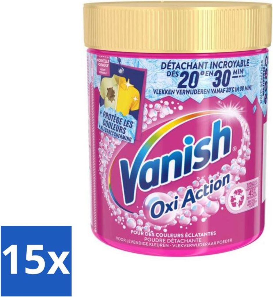 Vanish – Fleckenentferner – Oxi Action Wash Booster Pulver – Für Buntwäsche – 470 g - Vorteilspack - 15 Stücke