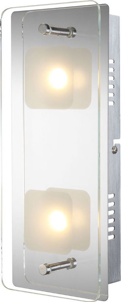LED Wandlampe, Metall, Glas, silber, 3000K, L 28cm