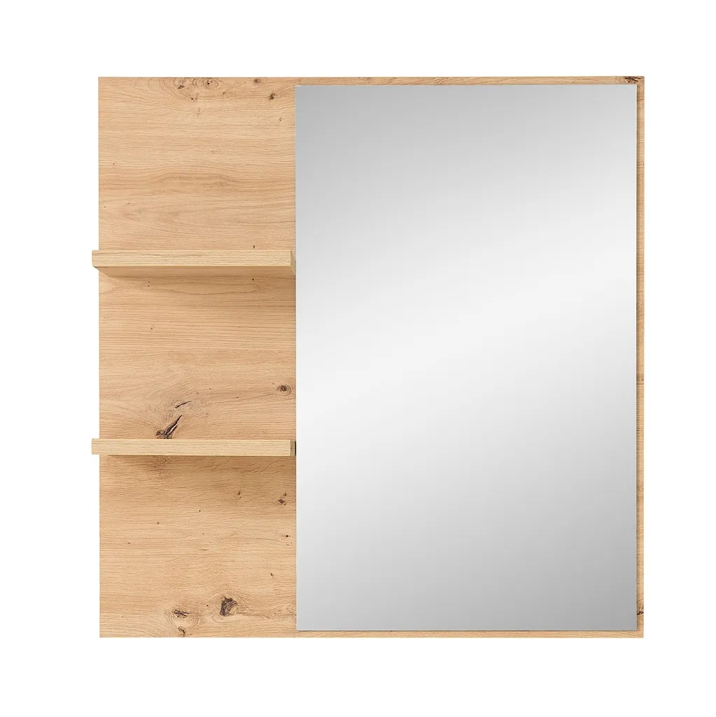 Agrandir l'entrée sombre avec le miroir Bari chêne Artisan 78x80cm mural