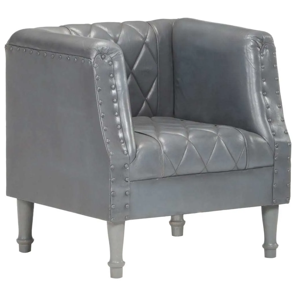 Fauteuil cuir de chèvre gris véritable pour un mobilier durable et sain