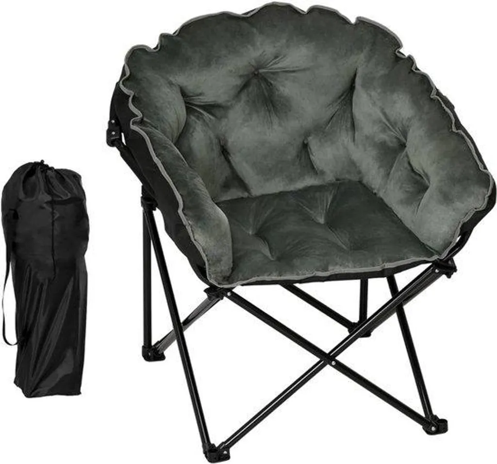 Chaise de lecture pliante XXL 91x96x71 cm - Structure métal Noir et Gris