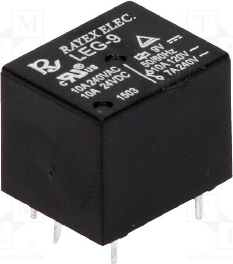 2x Relais: elektromagnetisch USpule : 9VDC 10A/120VAC Mini LEG-9 Elektromagnetis