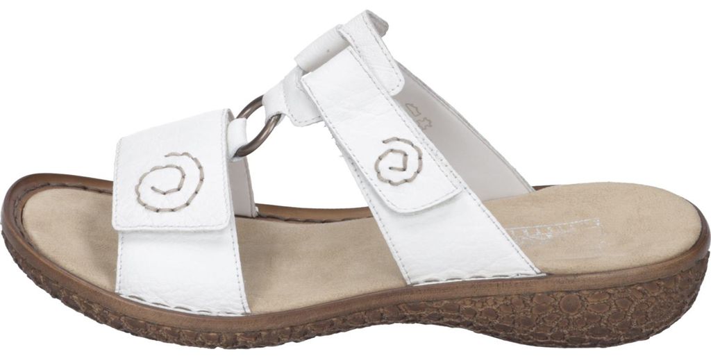 Rieker Damen Echtlederpantolette weiß, Damen:40 EU