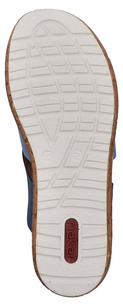 Rieker Damen Pantolette Plateau und Keilabsatz in Korkoptik extraweit 62780, Größe:41 EU, Farbe:Blau