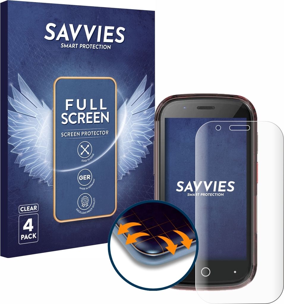 4x Savvies Fullscreen Schutzfolie für Unihertz Jelly Star Displayschutz Folie Fullcover Klar Transparent