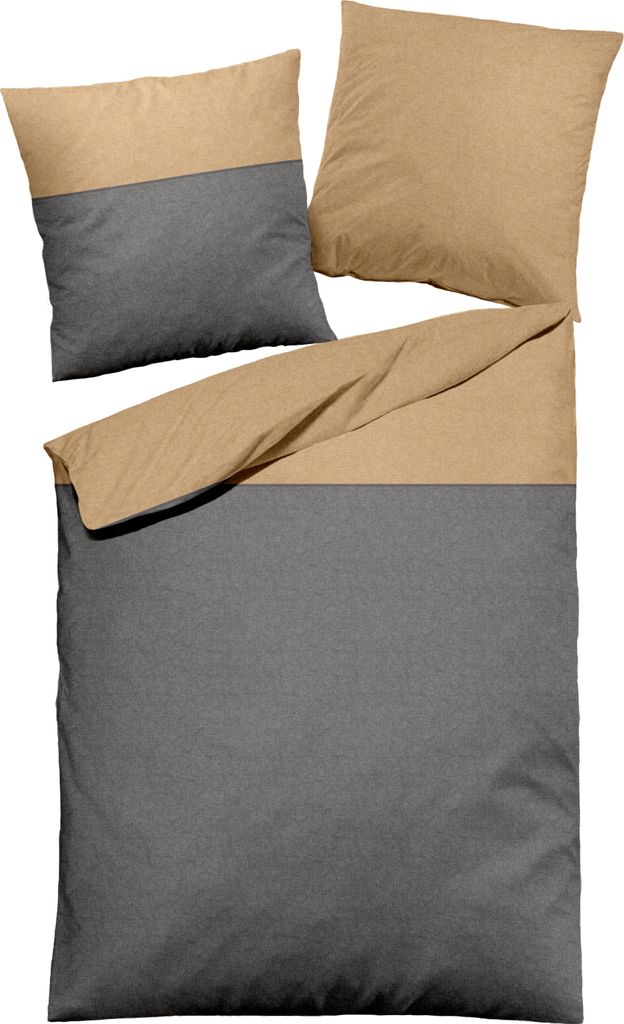 DORMISETTE Bettwäsche Flanell BL 135x200 cm gold Bettbezug Bettzeug