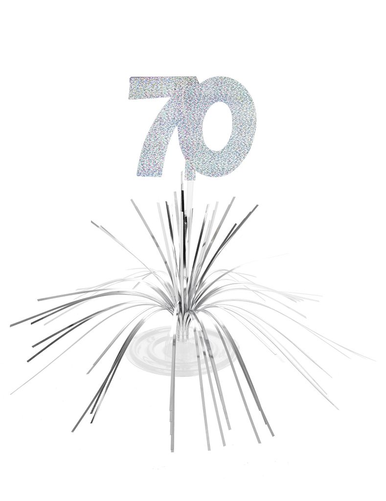 Tisch-Aufsteller - Zahl 70 Partyzubehör schwarz-gold-weiß 23 x 30 cm -