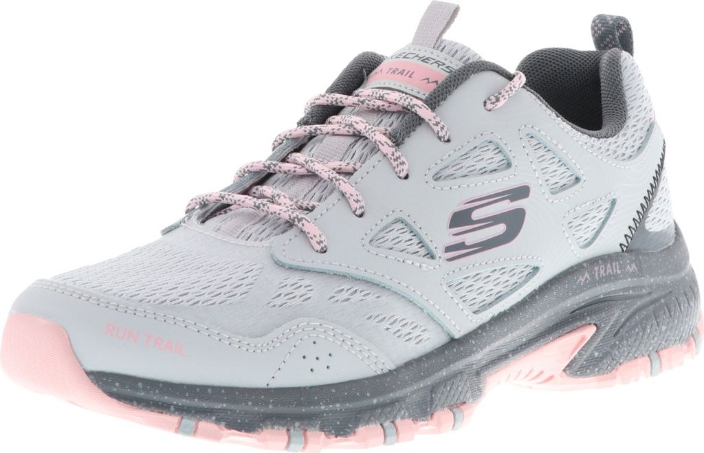 A single women's Skechers trail running shoe is shown from a side angle against a white background.