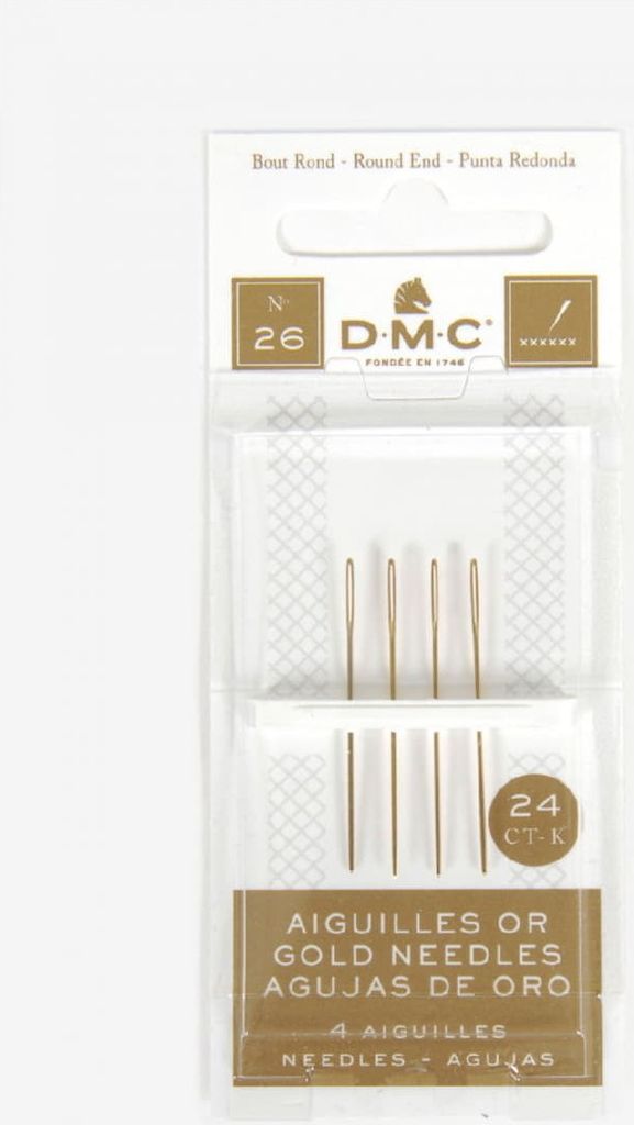 DMC Sticknadel für Gobelinstickerei, abgerundete Spitze, 4 Stk, vergoldet, Größe 26