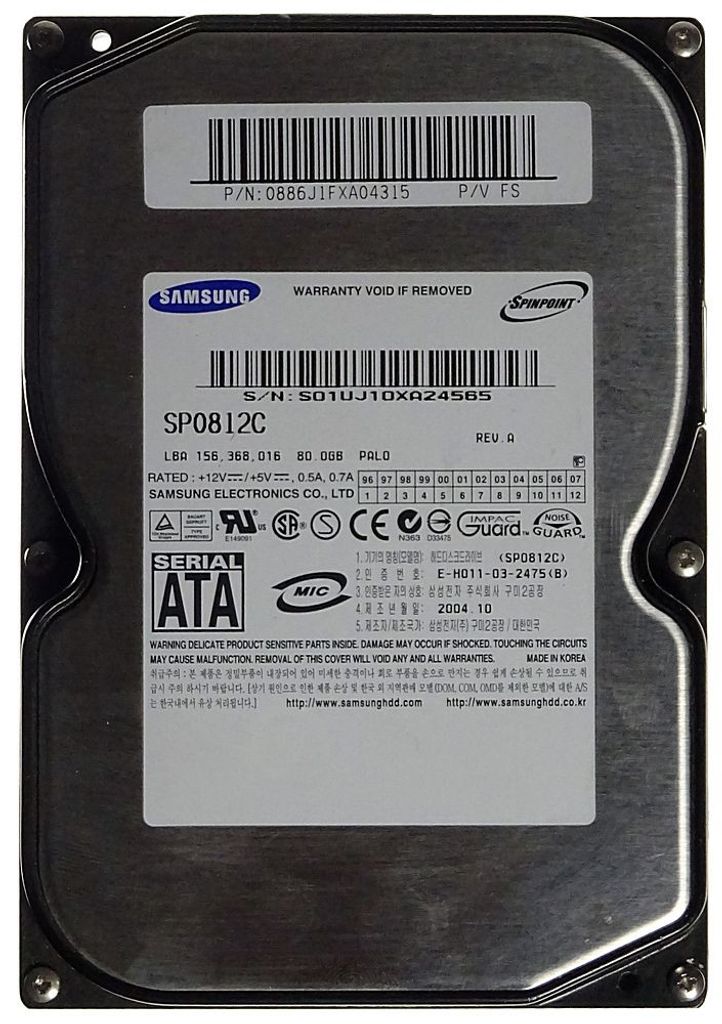 80GB HDD Samsung SP0812C S-ATA ID5689