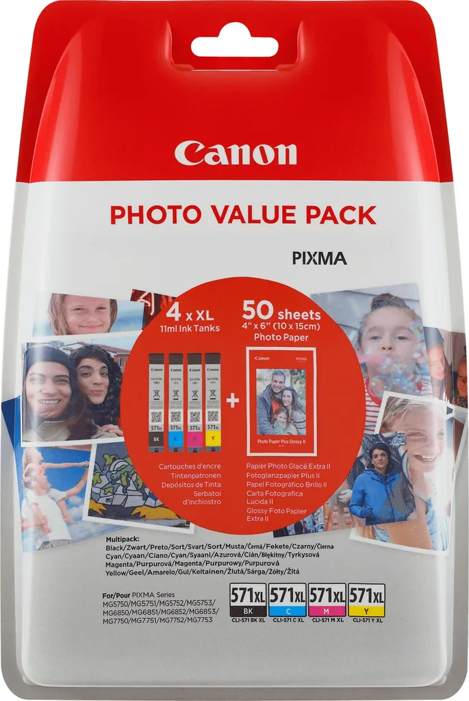 Évitez les Pannes avec le Pack de 4 Cartouches Canon CLI-571 XL Origine