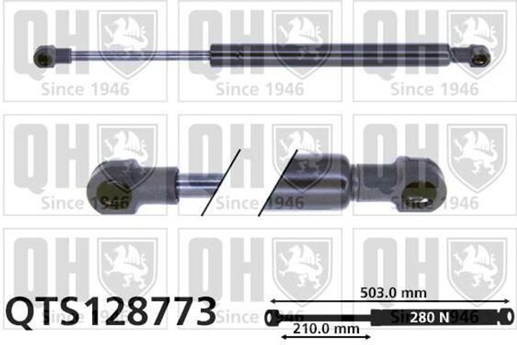 QUINTON HAZELL QTS128773 Gasfeder Heckklappendämpfer für FIAT PANDA (169) 503mm