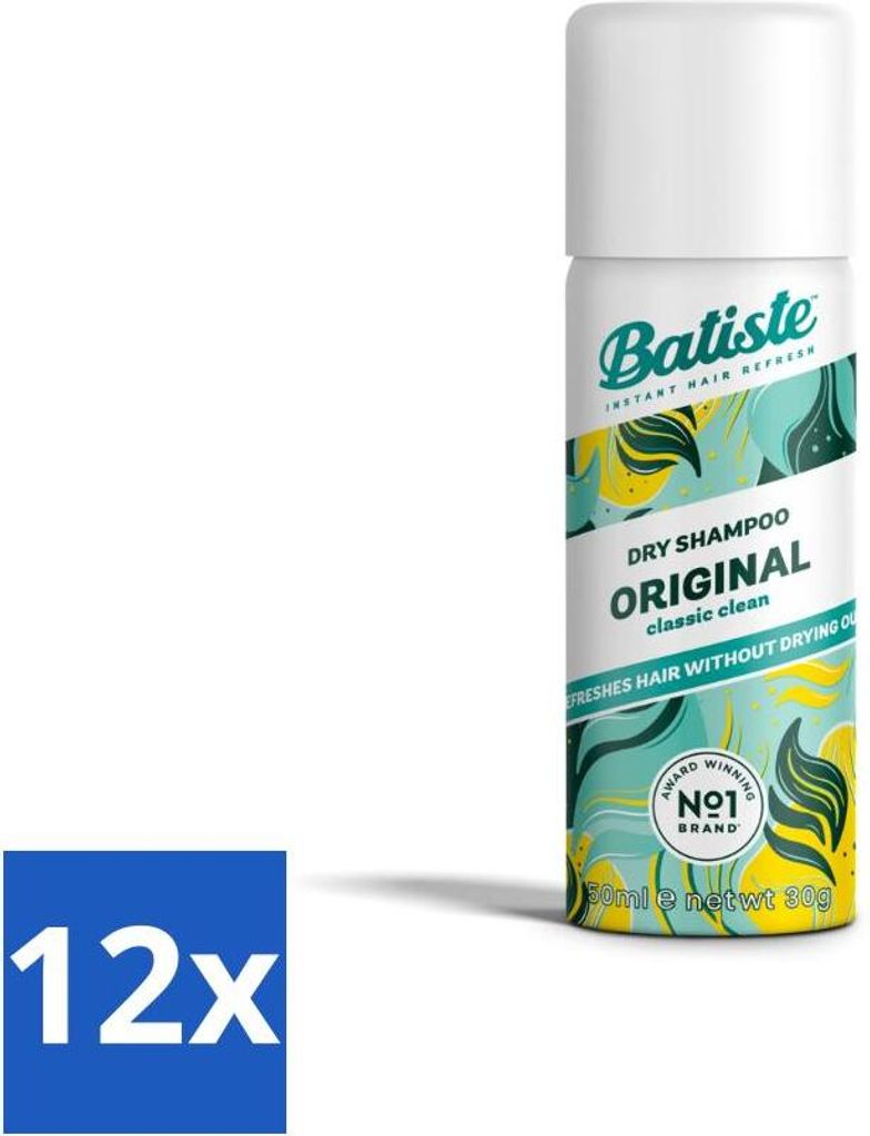 Batiste - Classic Clean - Trockenshampoo - Kühler und sauberer Duft - Erfrischt und gibt Halt - 50 ml - Vorteilspack - 12 Stücke