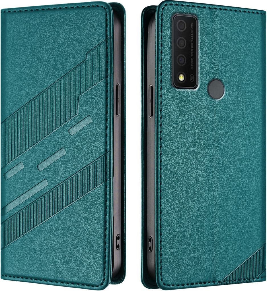 Hülle für TCL 30 XE 5G, Kunstleder Brieftaschen Handyhülle mit Kartenfach und Standfunktion Grün