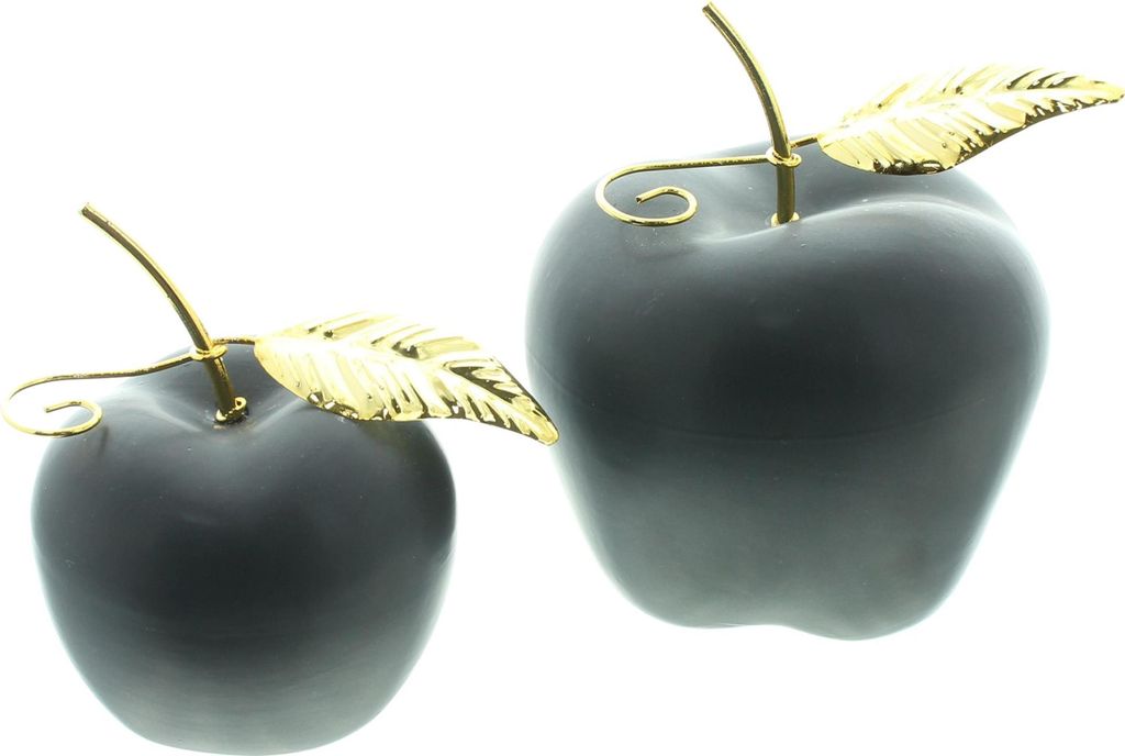 FRANK FLECHTWAREN Apfel "Black", 2er Set, Porzellan, Mattschwarz Maße: Ø 9 x 11 cm, Ø 12 x 14 cm