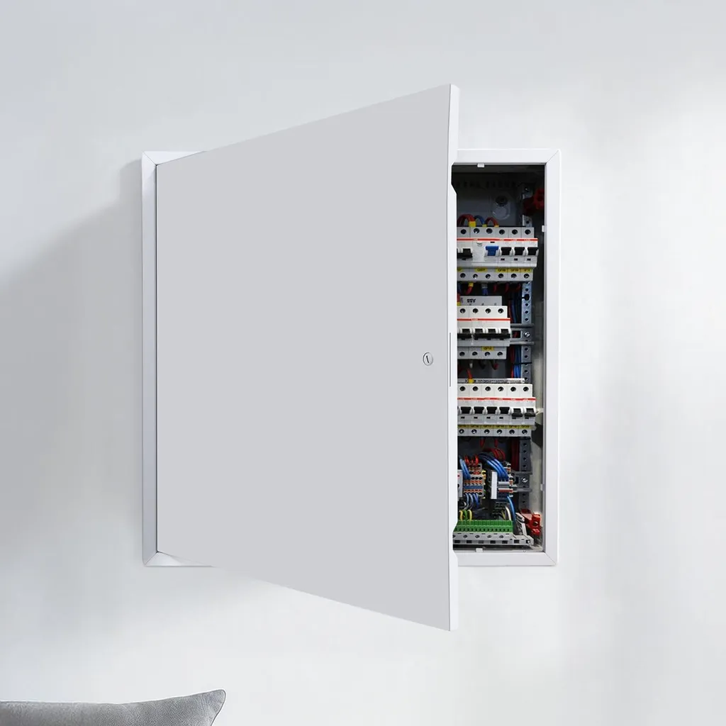 Cache-trou mural en acier pour masquer les gaines techniques 24x24 - 8