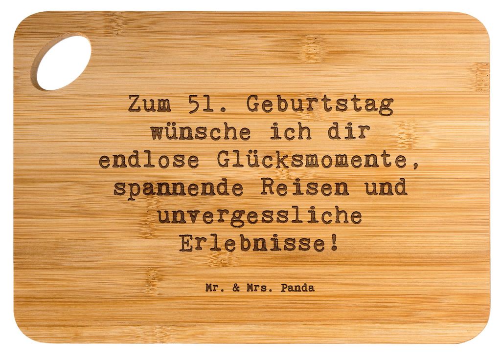 Mr. & Mrs. Panda holzschneidebrett Spruch 51. Geburtstag Glücksmomente - Transparent - Geschenk, Schneidebrett, Aufregung, Brett, Happy Birthday, ...