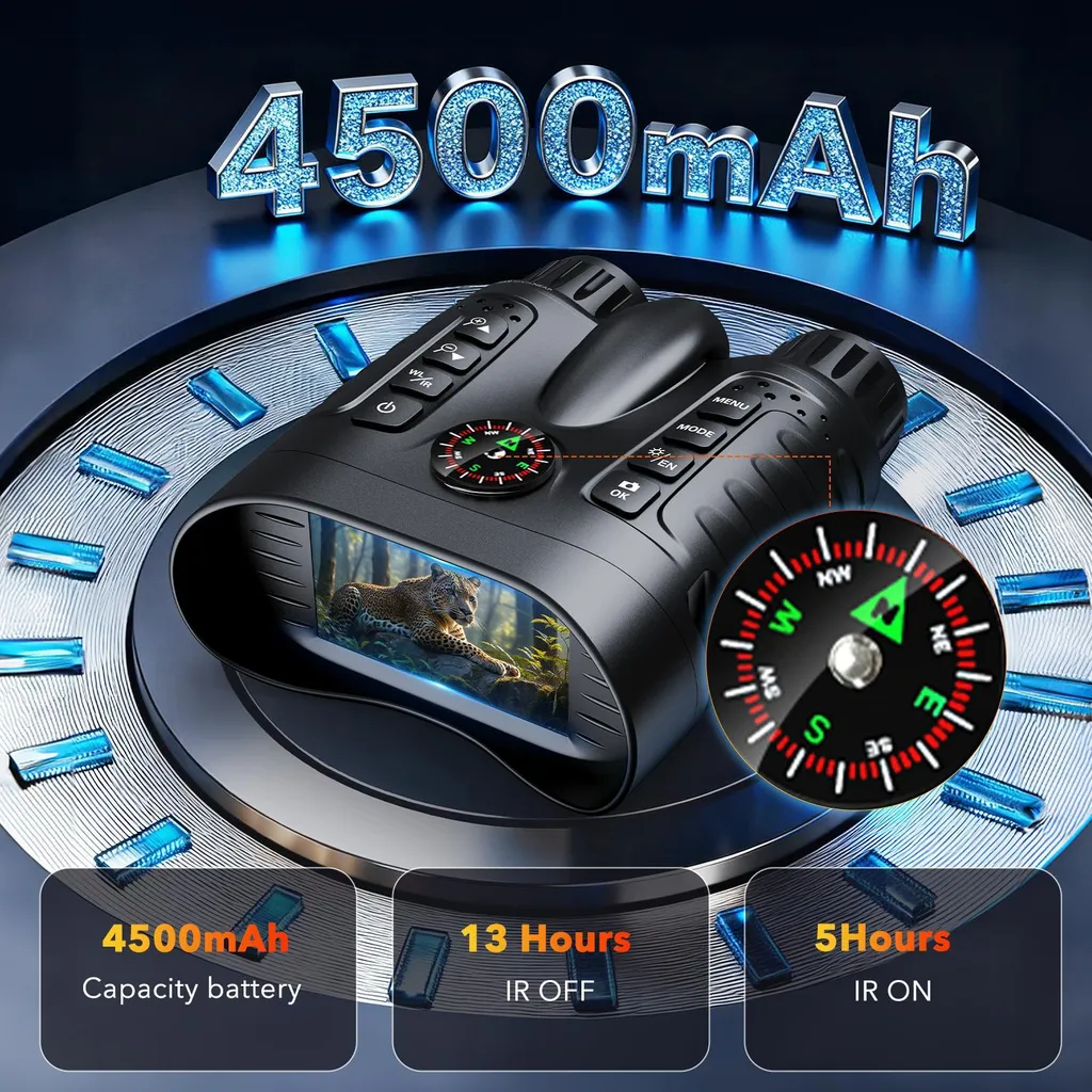 Jumelles infrarouges numériques zoom 8X et carte 64 Go pour le plein air