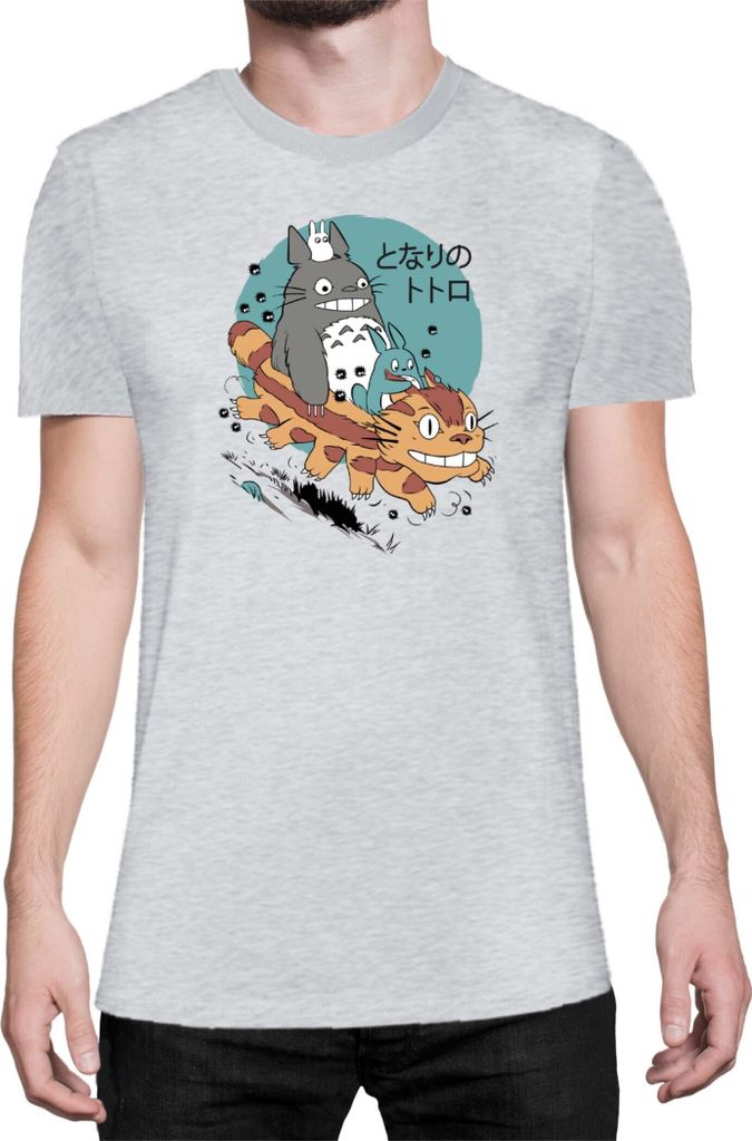 Herren T-Shirt Japan Anime Manga My Neighbor Totoro 01, Man 3XL / Grau