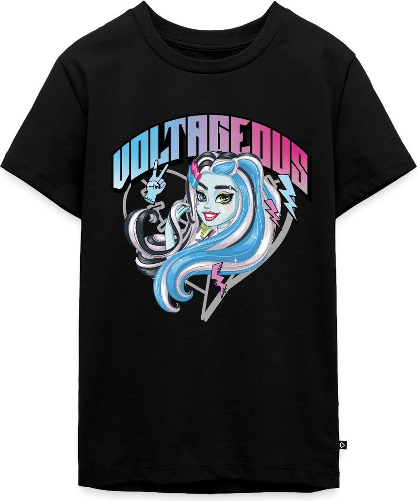 Spreadshirt Monster High Frankie Stein Voltageous Teenager Premium T-Shirt, 146/152 (10 Jahre), Schwarz