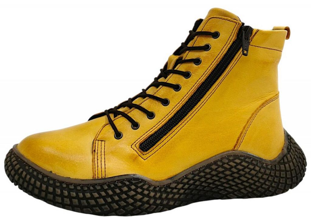 Gemini : Bottines à lacets jaunes pour femmes, chaussures Image du produit 