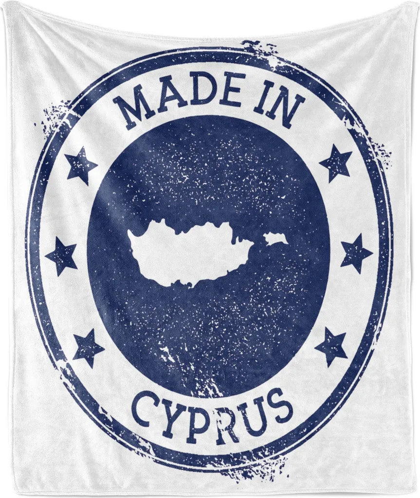 ABAKUHAUS Cipro Morbida coperta in pile di flanella, stampa grunge su carta, morbida e confortevole per interni ed esterni, 125 x 175 cm, bianco e blu notte