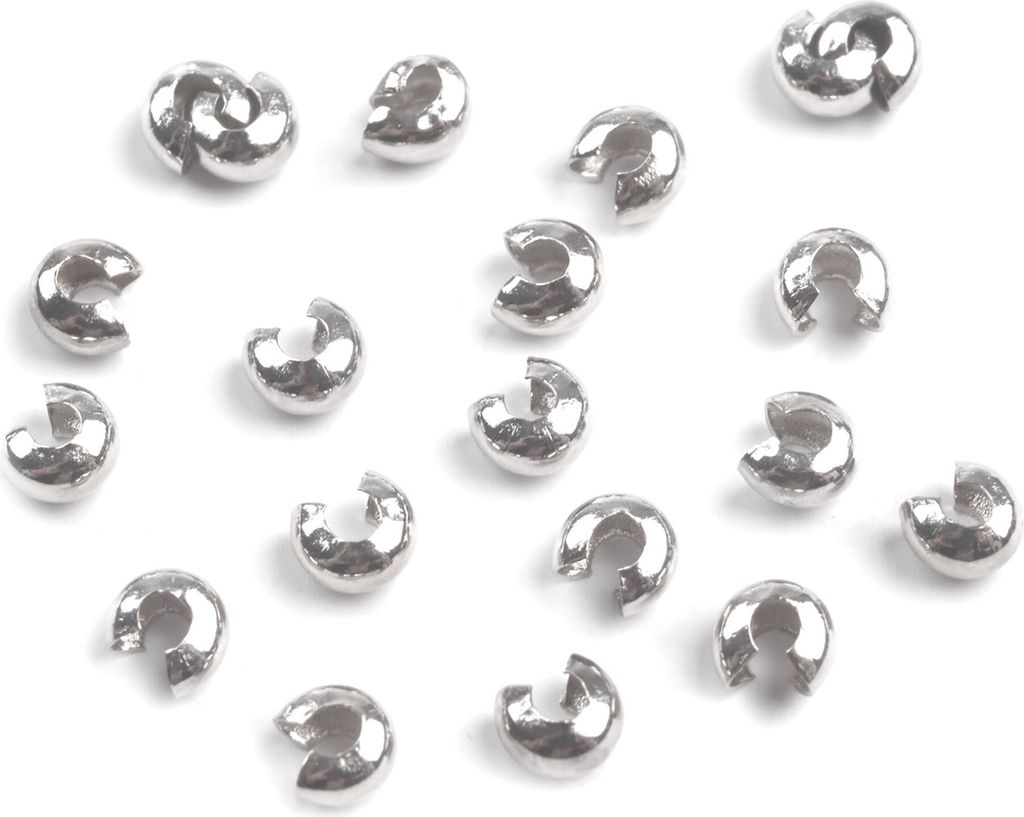 500 Kappen für Quetschperlen, Quetschkalotten, 3mm, silber