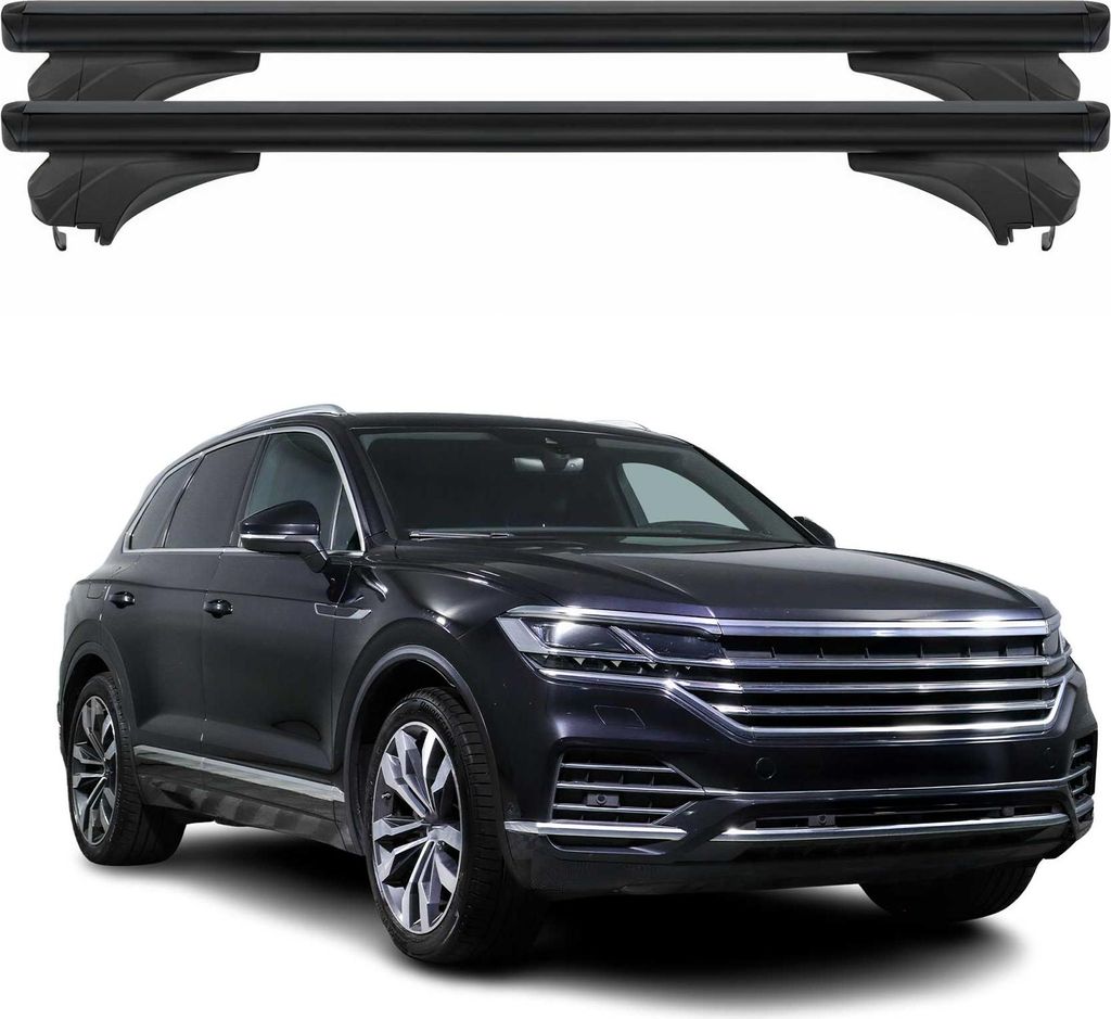 Menabo Dachträger Grundtäger für VW Touareg III 2018-2025 Aluminium Schwarz 2tlg