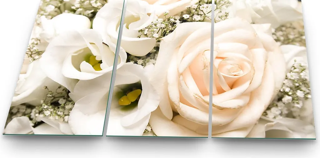 Piastra Vetro Piano Cottura Rose Bianco 90x52 - Eleganza in 3 Pezzi