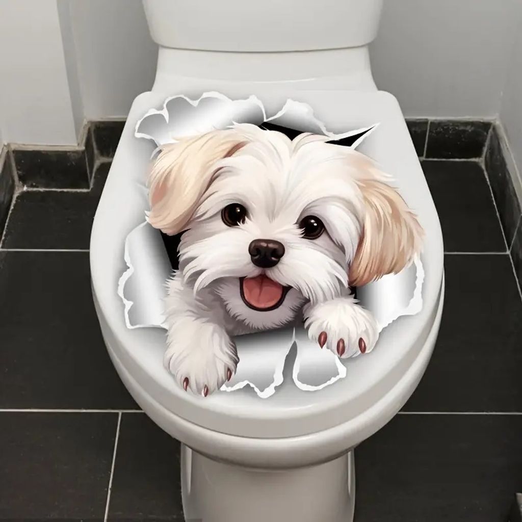 GKA WC Deckel Aufkleber süßer Hund Toilettendeckel Tattoo selbstklebend Toilette Toilettendeckelaufkleber