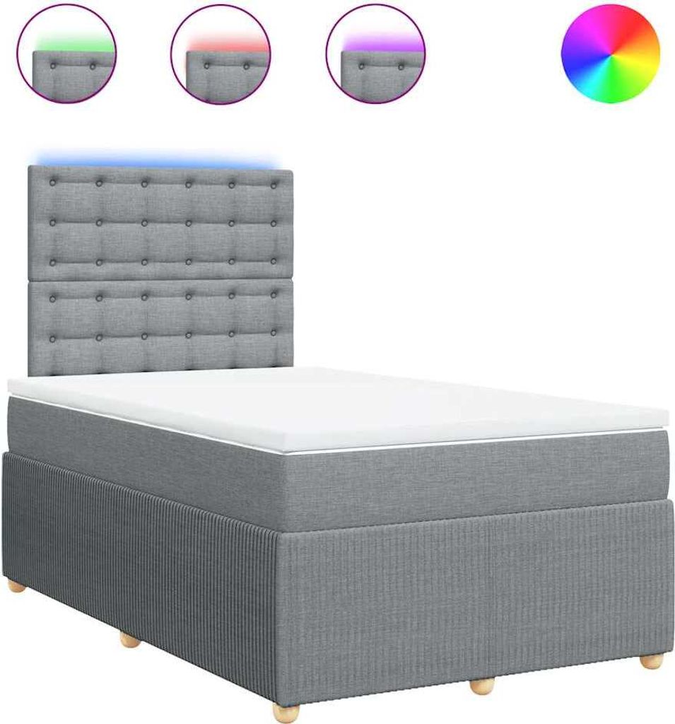 vidaXL Boxspringbett mit Matratze Hellgrau 120x200 cm Stoff