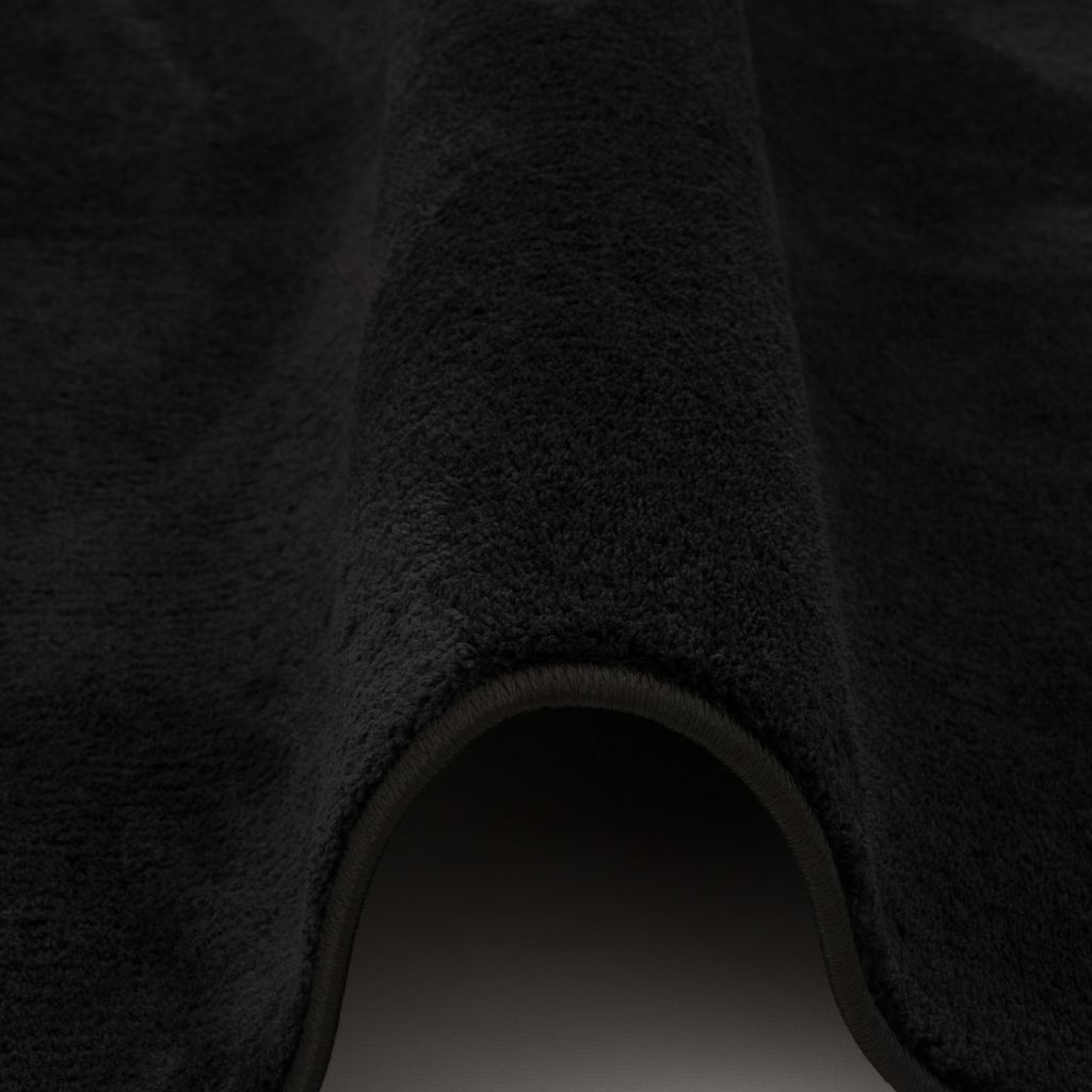 Luxus Super Soft Hochflor Langflor Teppich Melia Einfarbig Rund, Größe:160 cm Rund, Farbe:Schwarz